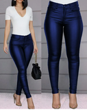 Zipper faux leather pants